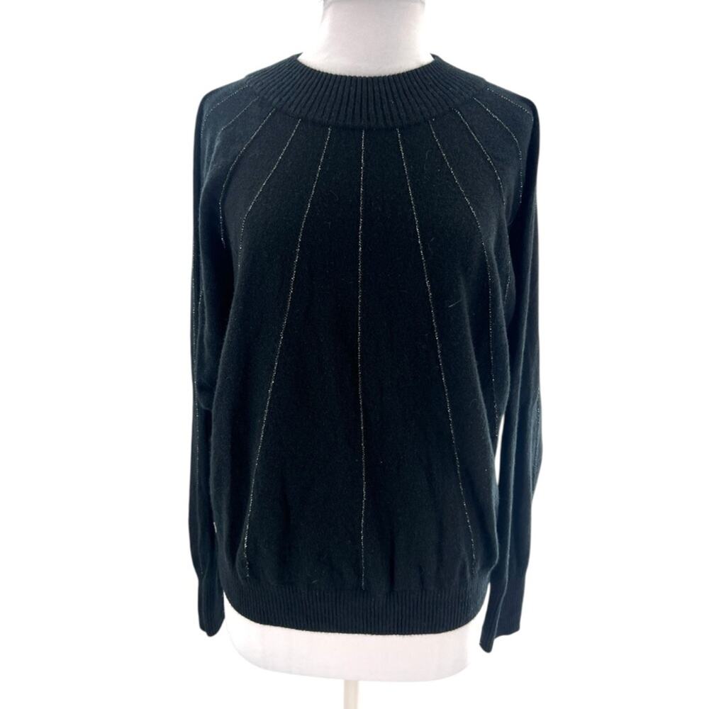 Lafayette 148 metallic‎ stripe cashmere sweater est sz S